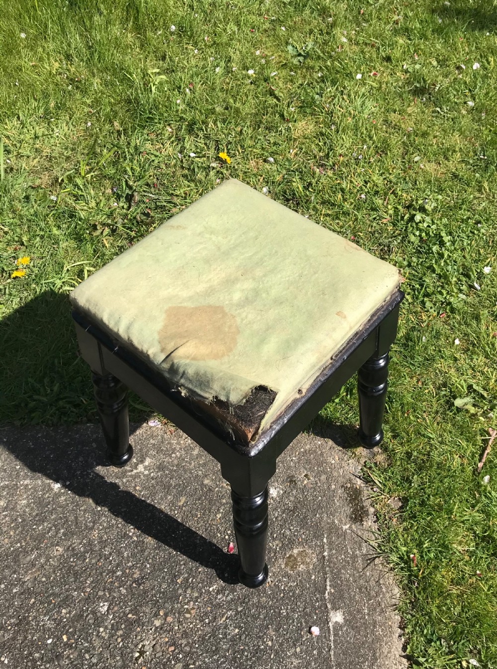 Attractive Victorian ebonised stool  View II