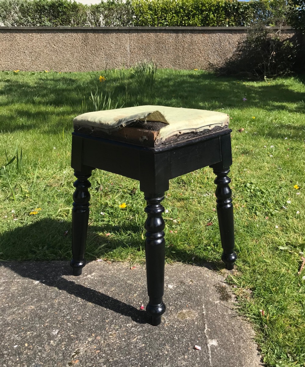 Attractive Victorian ebonised stool  View III