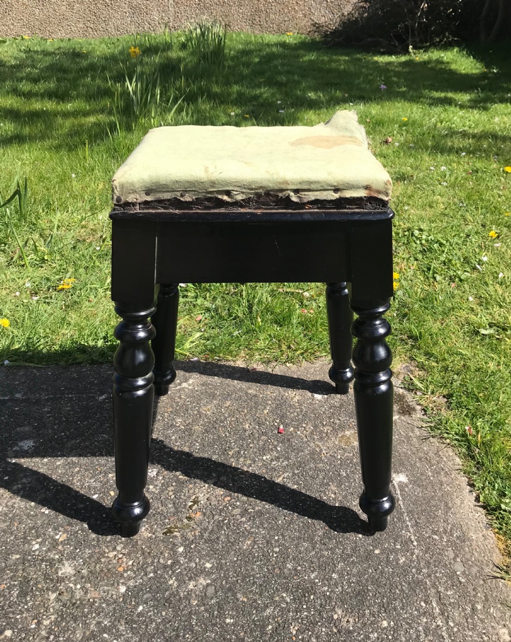 Attractive Victorian ebonised stool  View IV