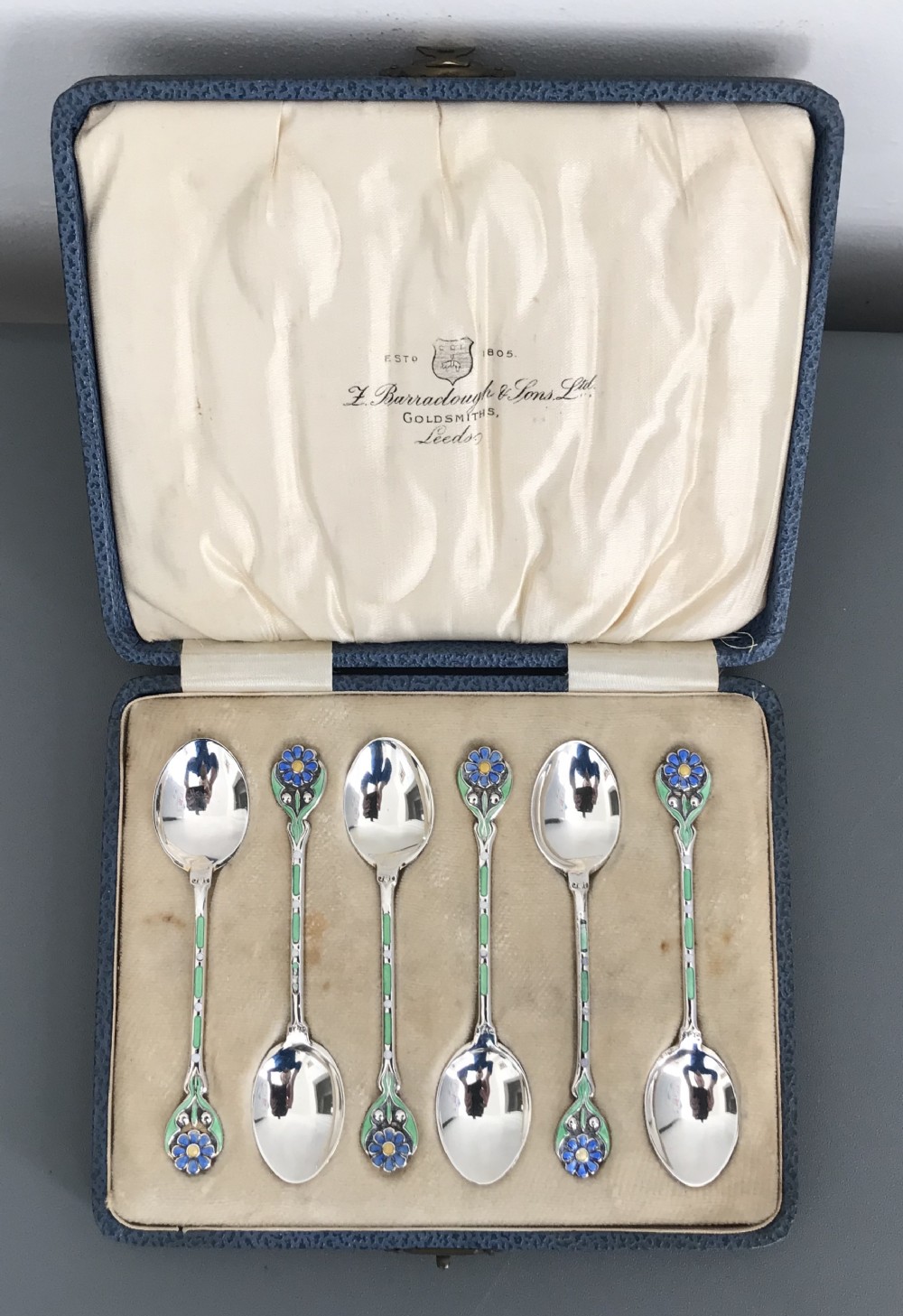 Very pretty set of Solid Silver & Enamel Spoons