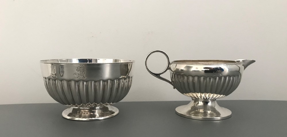 Victorian Solid Silver Sugar & Cream Set View II