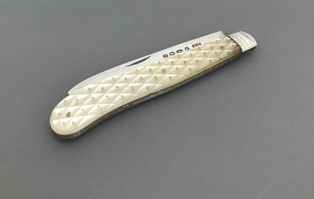Stunning Victorian Silver & Mother of Pearl Fruit Knife View II