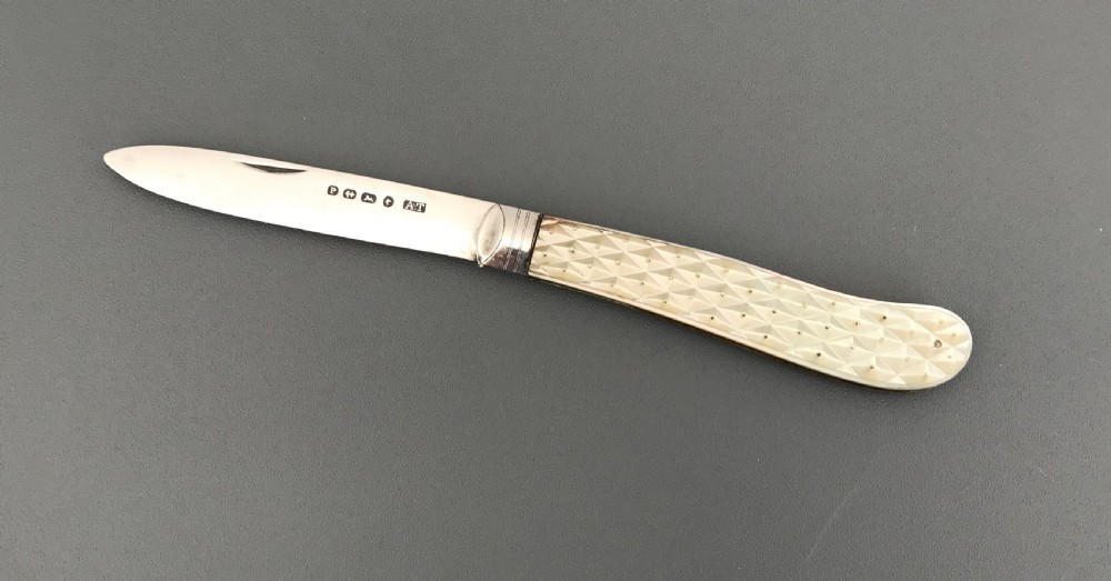 Stunning Victorian Silver & Mother of Pearl Fruit Knife View IV