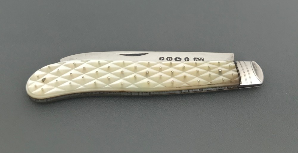 Stunning Victorian Silver & Mother of Pearl Fruit Knife View V