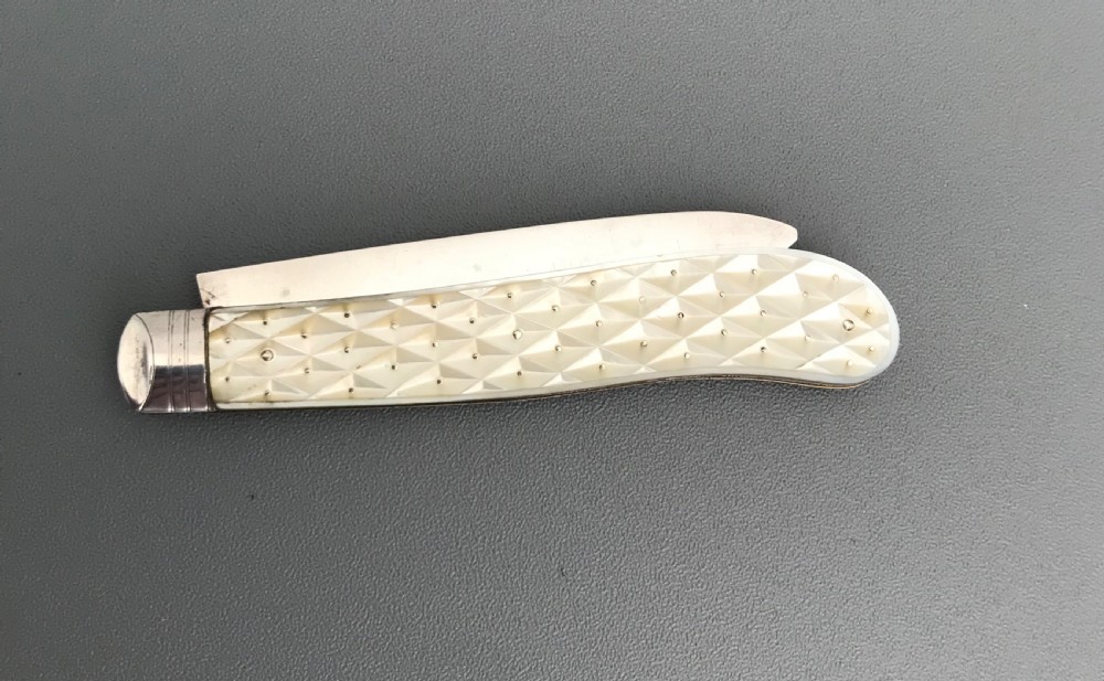 Stunning Victorian Silver & Mother of Pearl Fruit Knife View VI
