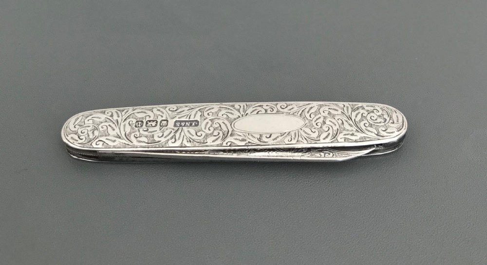 Stunning Edwardian solid silver fruit pen knife View II