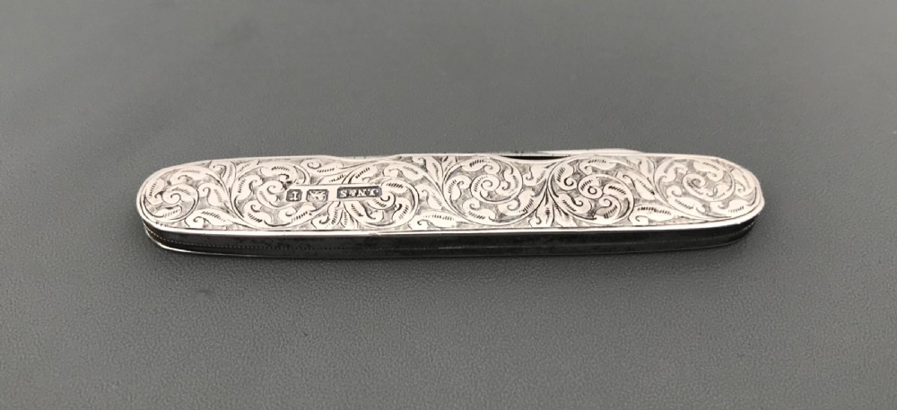 Stunning Edwardian solid silver fruit pen knife View VI