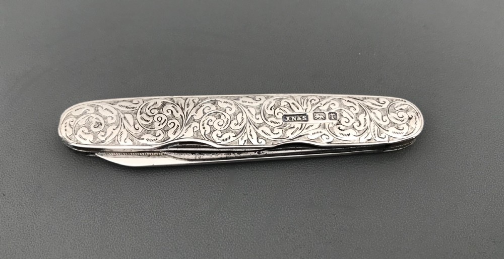 Stunning Edwardian solid silver fruit pen knife View VII