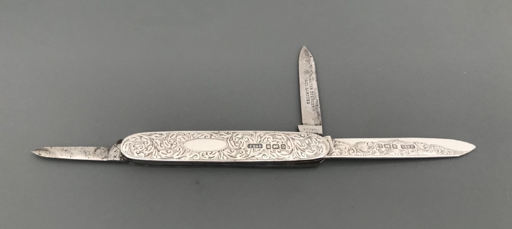 Stunning Edwardian solid silver fruit pen knife View XI