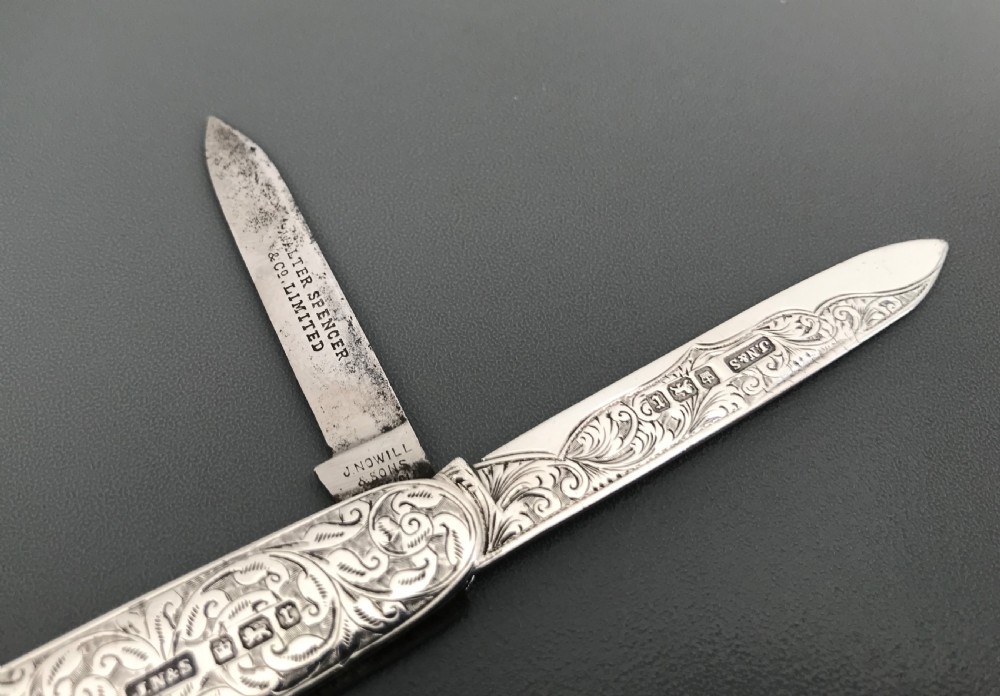 Stunning Edwardian solid silver fruit pen knife View XII