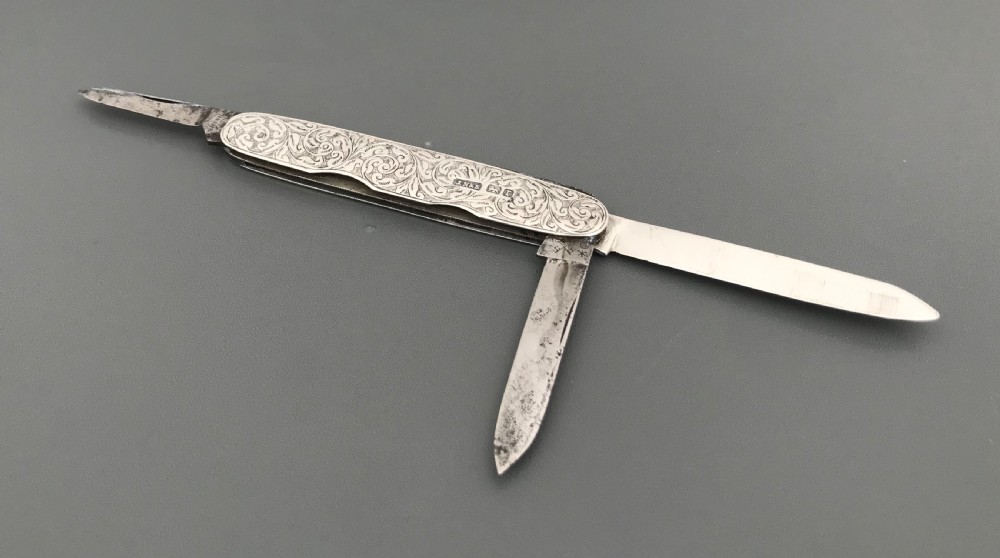 Stunning Edwardian solid silver fruit pen knife View XIV