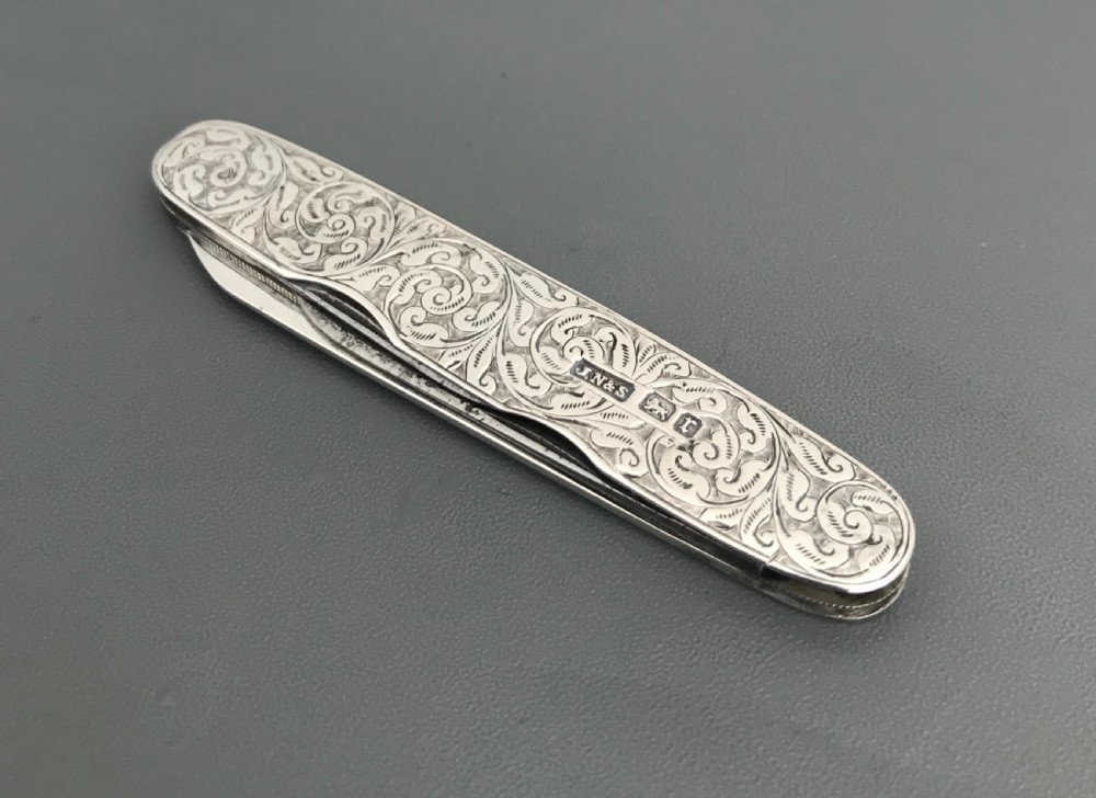 Stunning Edwardian solid silver fruit pen knife View XV
