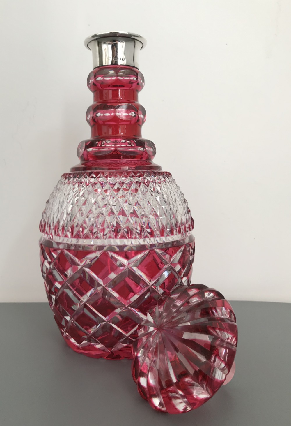 Mid Century Silver & Cut Glass Decanter  View IV