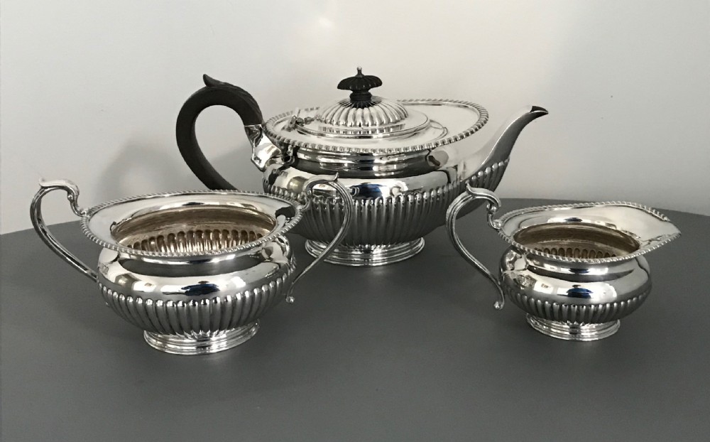 Quality Three Piece Solid Silver Tea Service