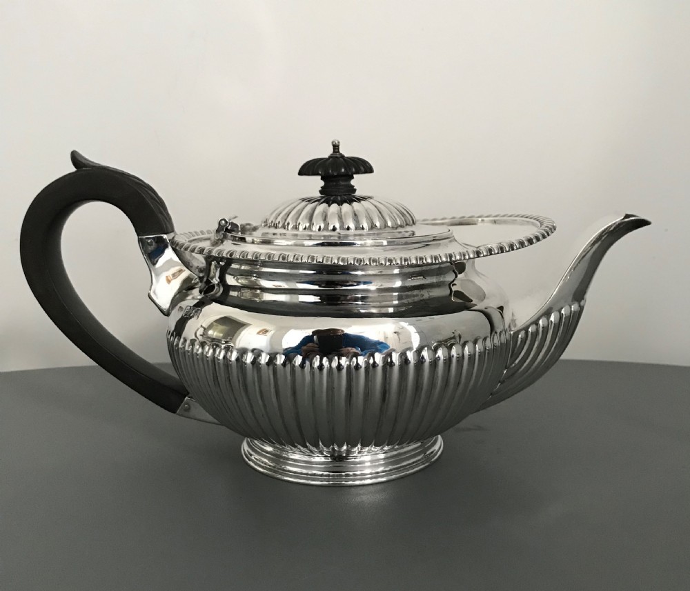Quality Three Piece Solid Silver Tea Service View IV