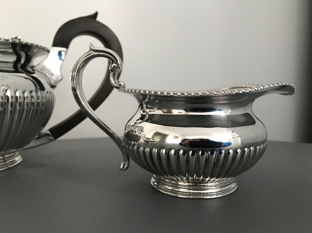 Quality Three Piece Solid Silver Tea Service View V