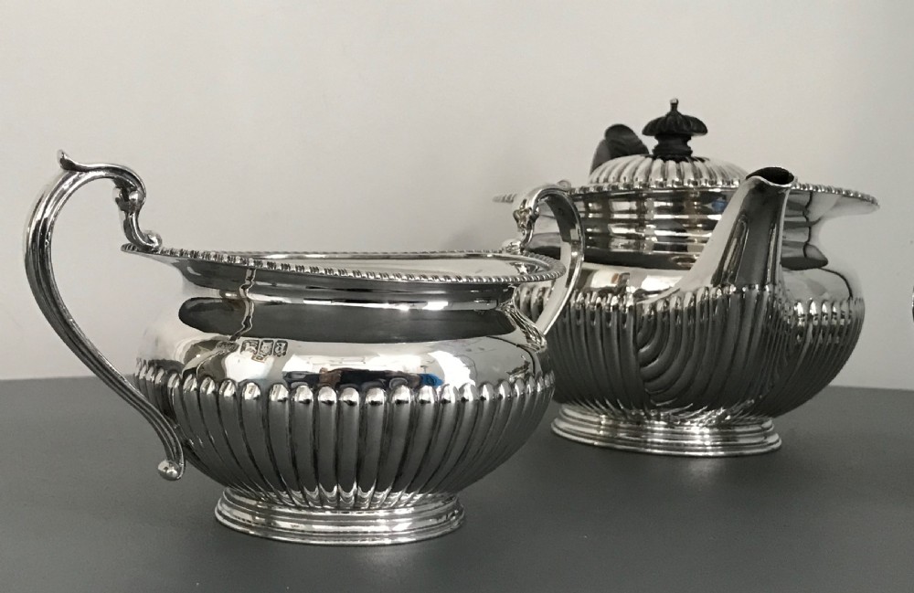 Quality Three Piece Solid Silver Tea Service View VIII