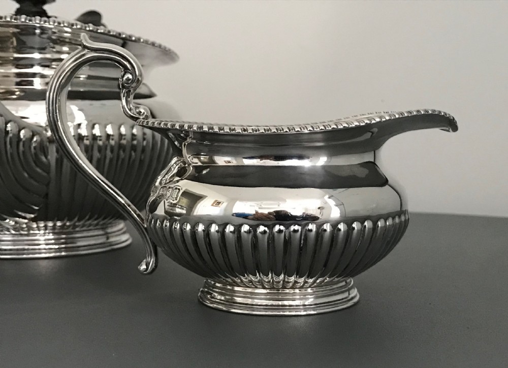 Quality Three Piece Solid Silver Tea Service View IX