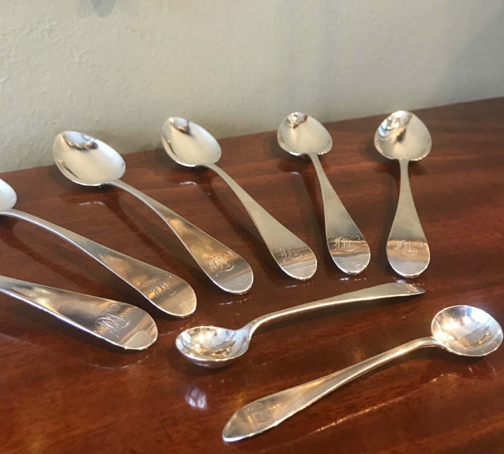 Set of Six George III Scottish Silver Spoons and Matching Salt Spoons, Edinburgh 1799 View III