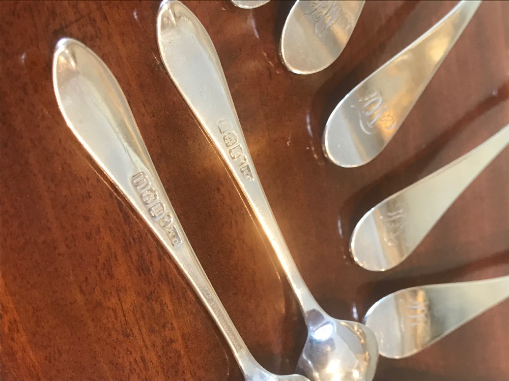 Set of Six George III Scottish Silver Spoons and Matching Salt Spoons, Edinburgh 1799 View V