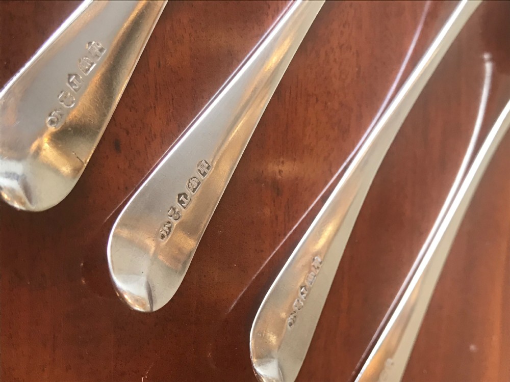 Set of Six George III Scottish Silver Spoons and Matching Salt Spoons, Edinburgh 1799 View VI