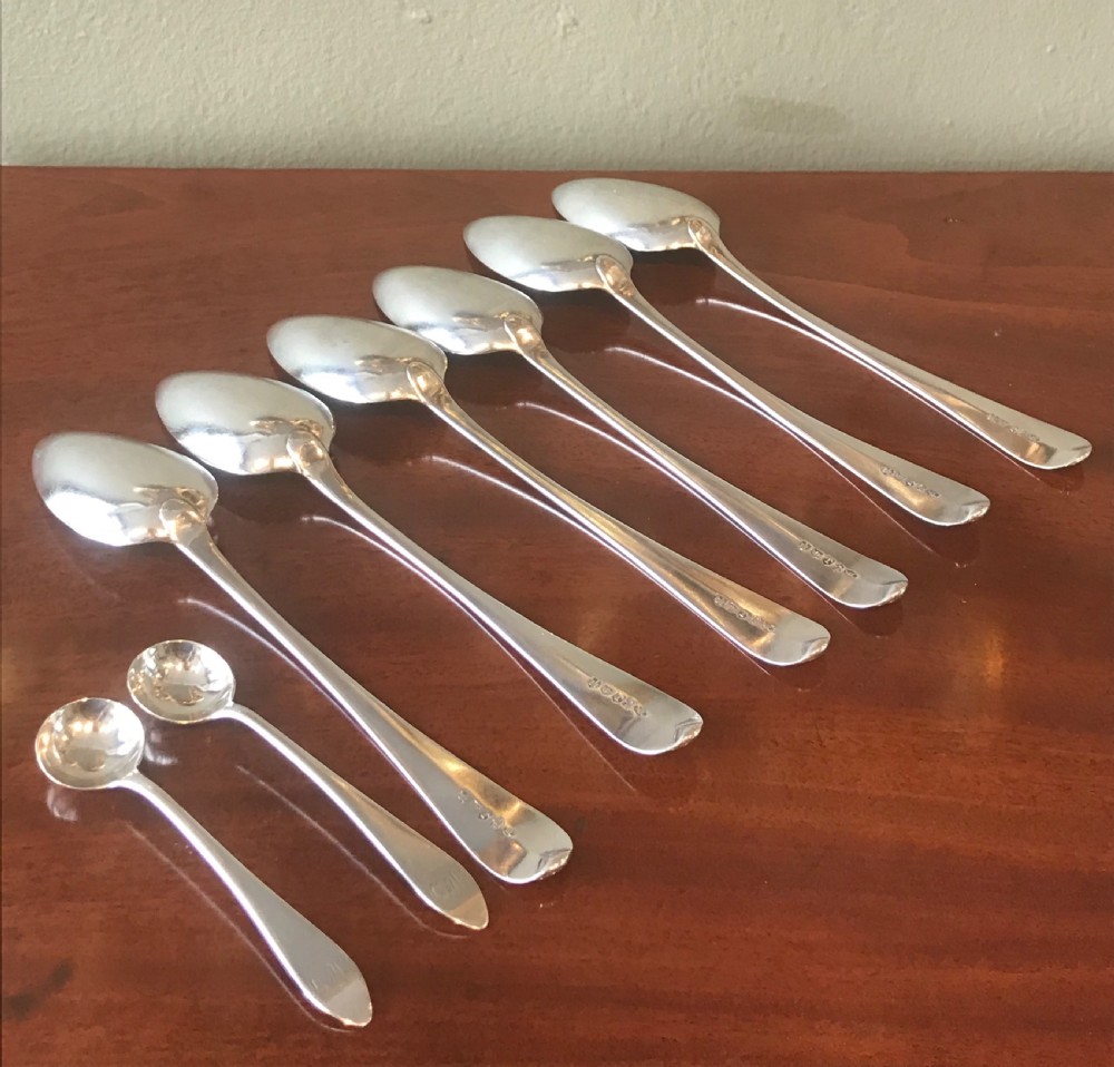 Set of Six George III Scottish Silver Spoons and Matching Salt Spoons, Edinburgh 1799 View VII