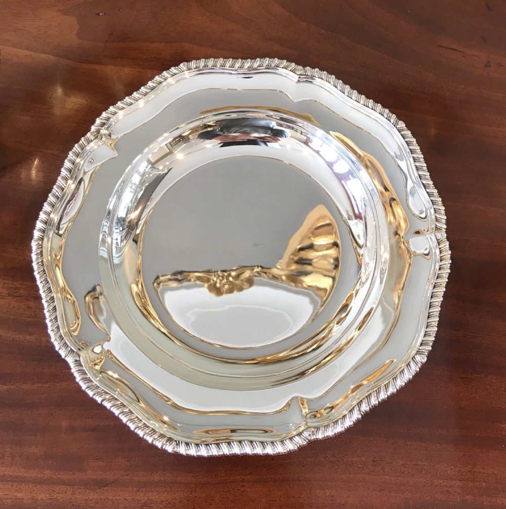 Pair Victorian Silver Dinner Plates by Garrards  View II