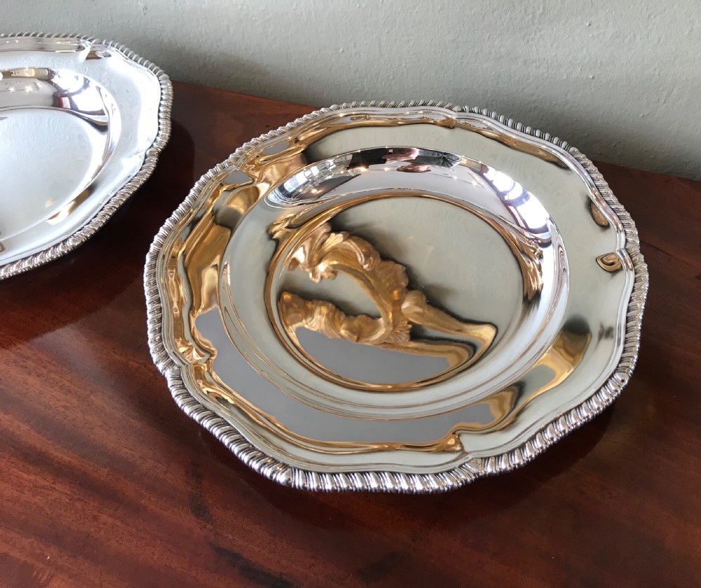 Pair Victorian Silver Dinner Plates by Garrards  View IV
