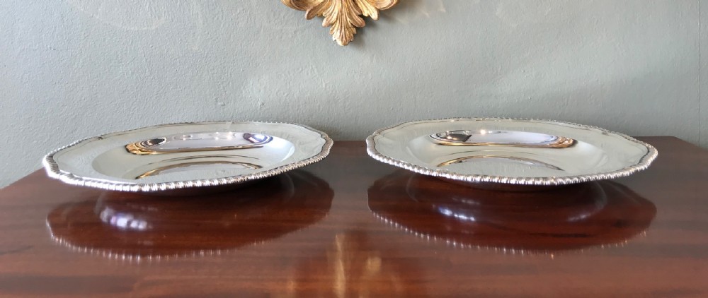 Pair Victorian Silver Dinner Plates by Garrards  View V