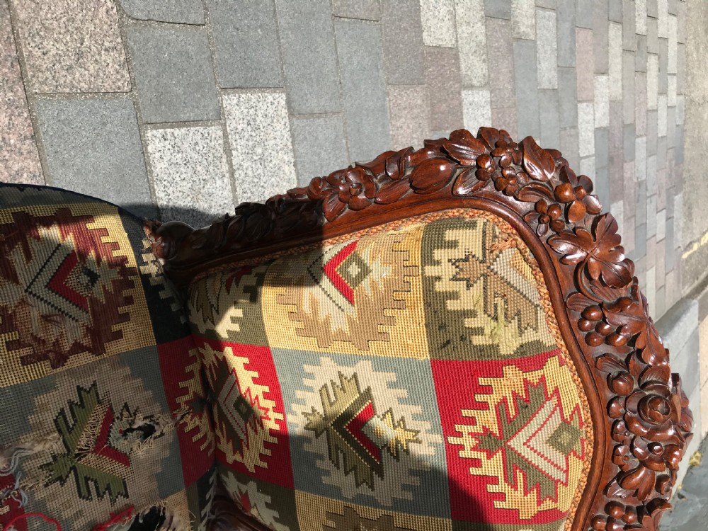 Stunning Victorian carved walnut chair  View IV