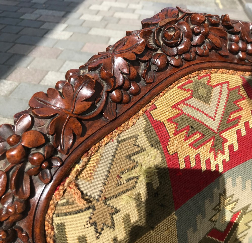 Stunning Victorian carved walnut chair  View VII