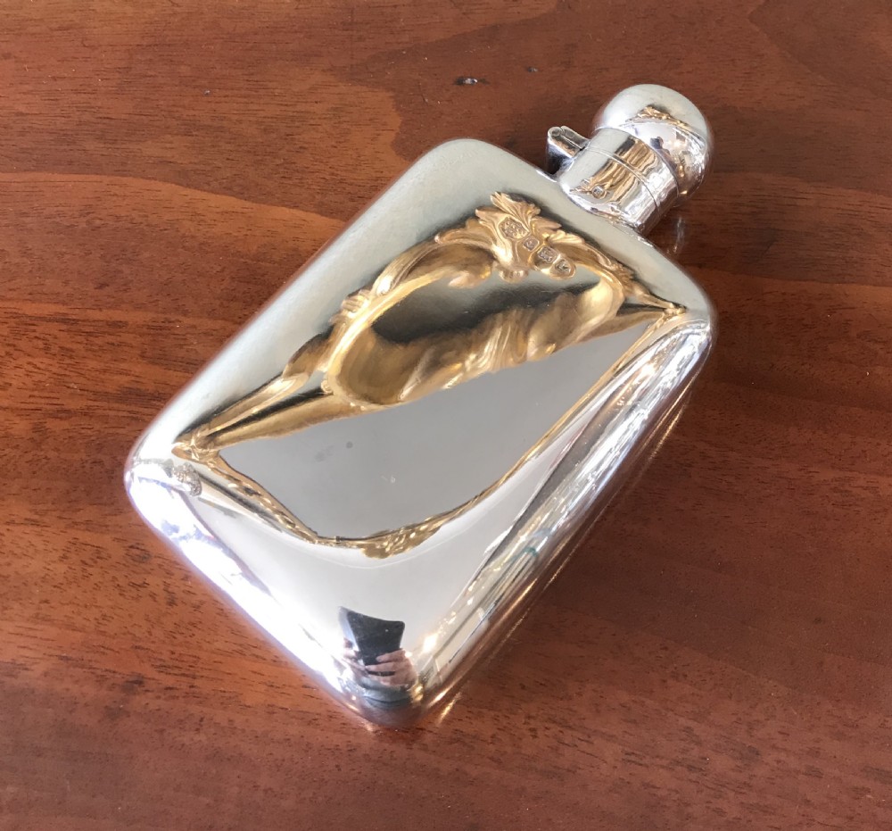 Quality George V Silver Hip Flask View II