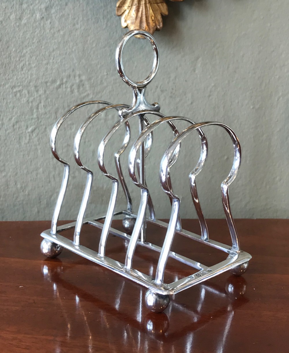 George V silver ‘key hole’ toast rack 