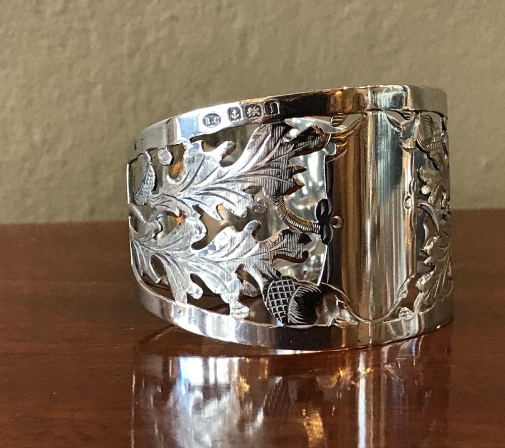 Good Edwardian Scottish Inspired Solid Silver Napkin Ring