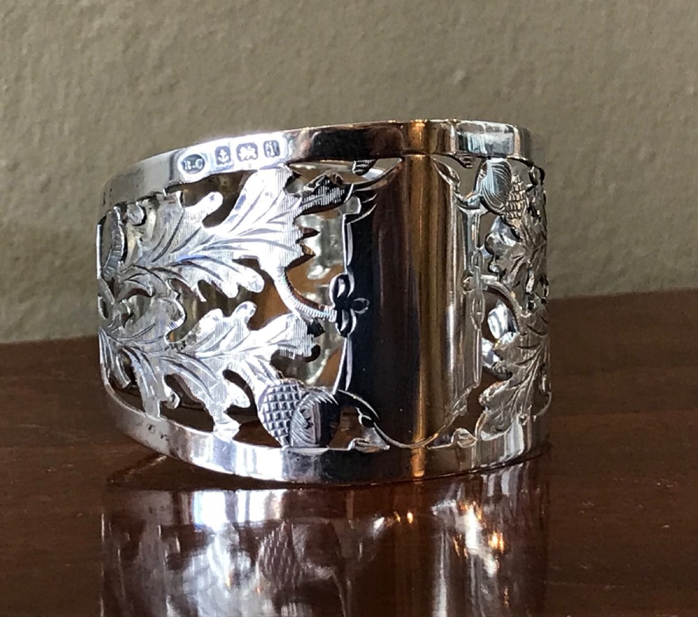 Good Edwardian Scottish Inspired Solid Silver Napkin Ring View II