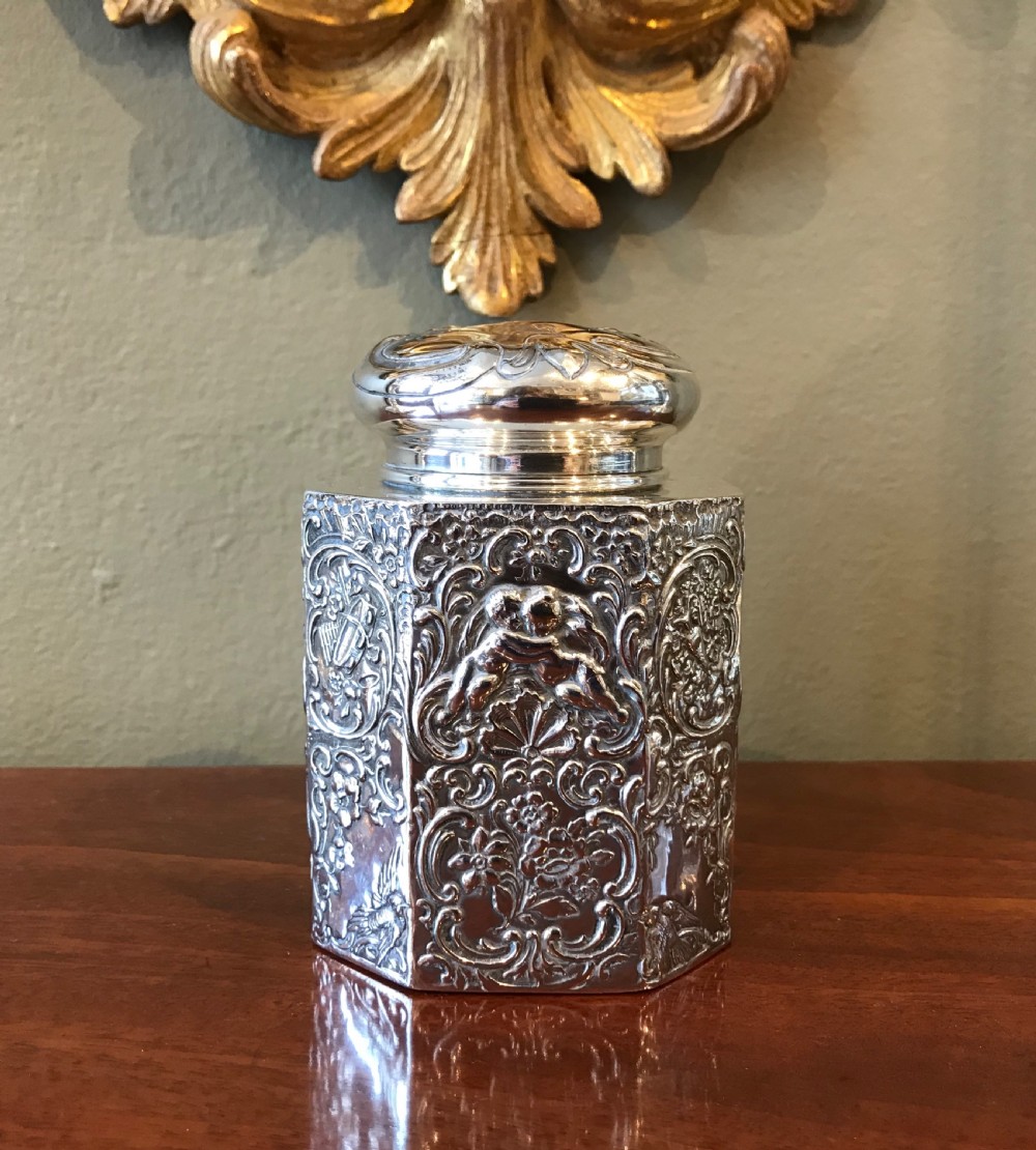 Victorian Silver Tea Caddy by Berthold Muller, Chester 1898