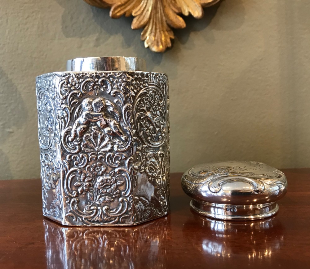 Victorian Silver Tea Caddy by Berthold Muller, Chester 1898 View V