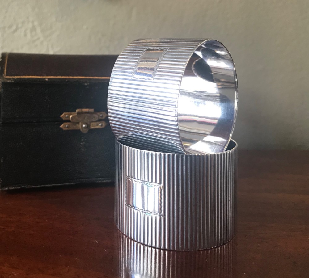 Good Pair of Edwardian Solid Silver Napkin Rings View III