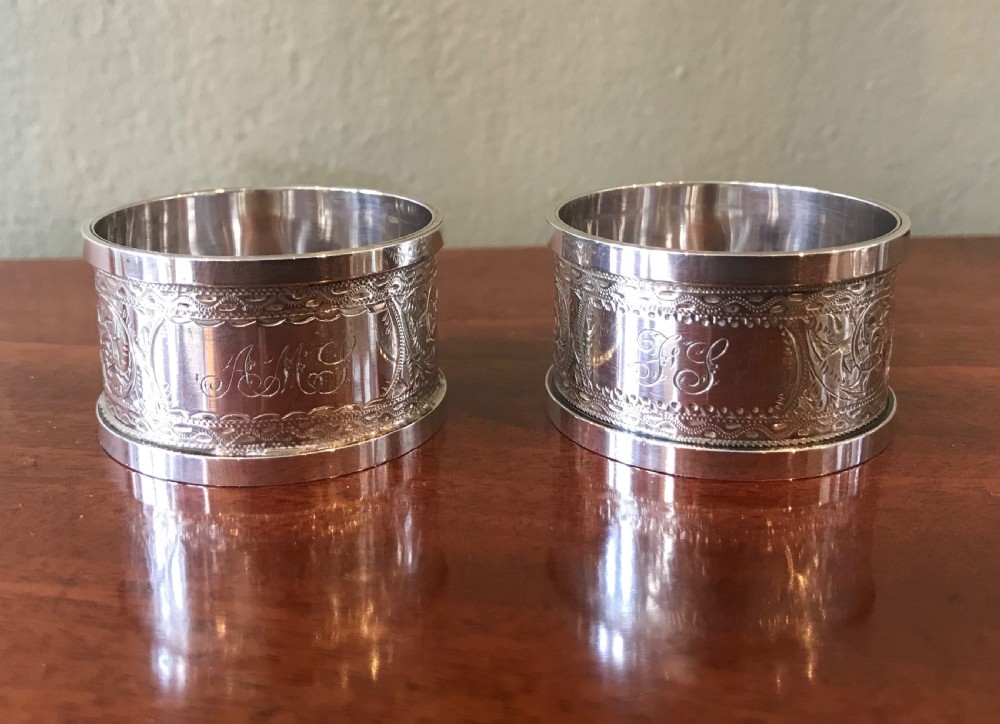 Pair of Victorian Solid Silver Napkin Rings View II