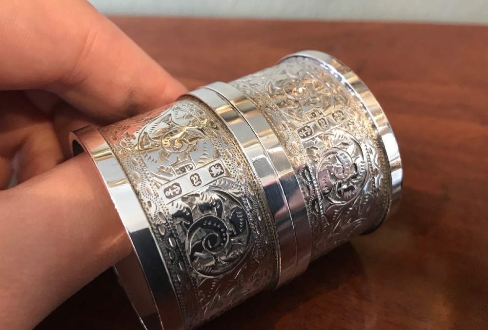 Pair of Victorian Solid Silver Napkin Rings View V