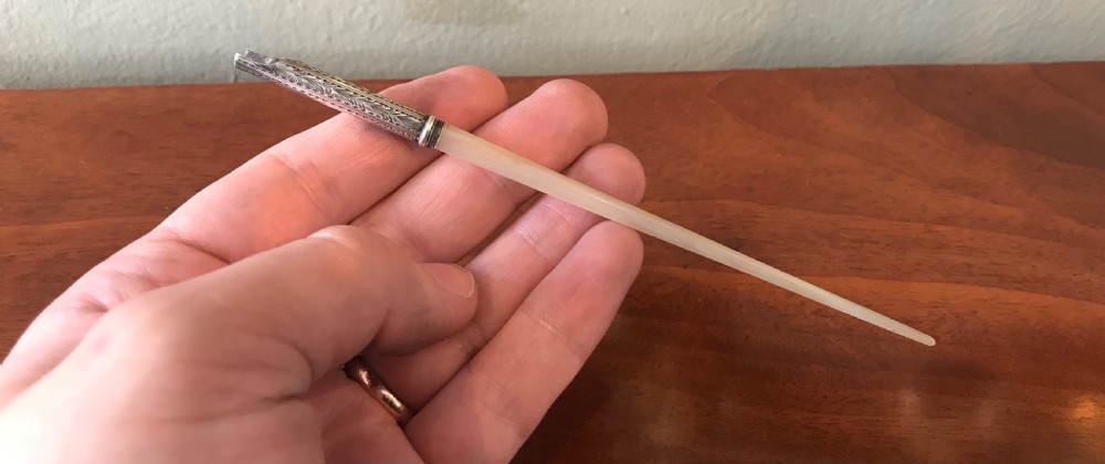 Quality Victorian Silver & Mother of Pearl Dip Pen  View IV