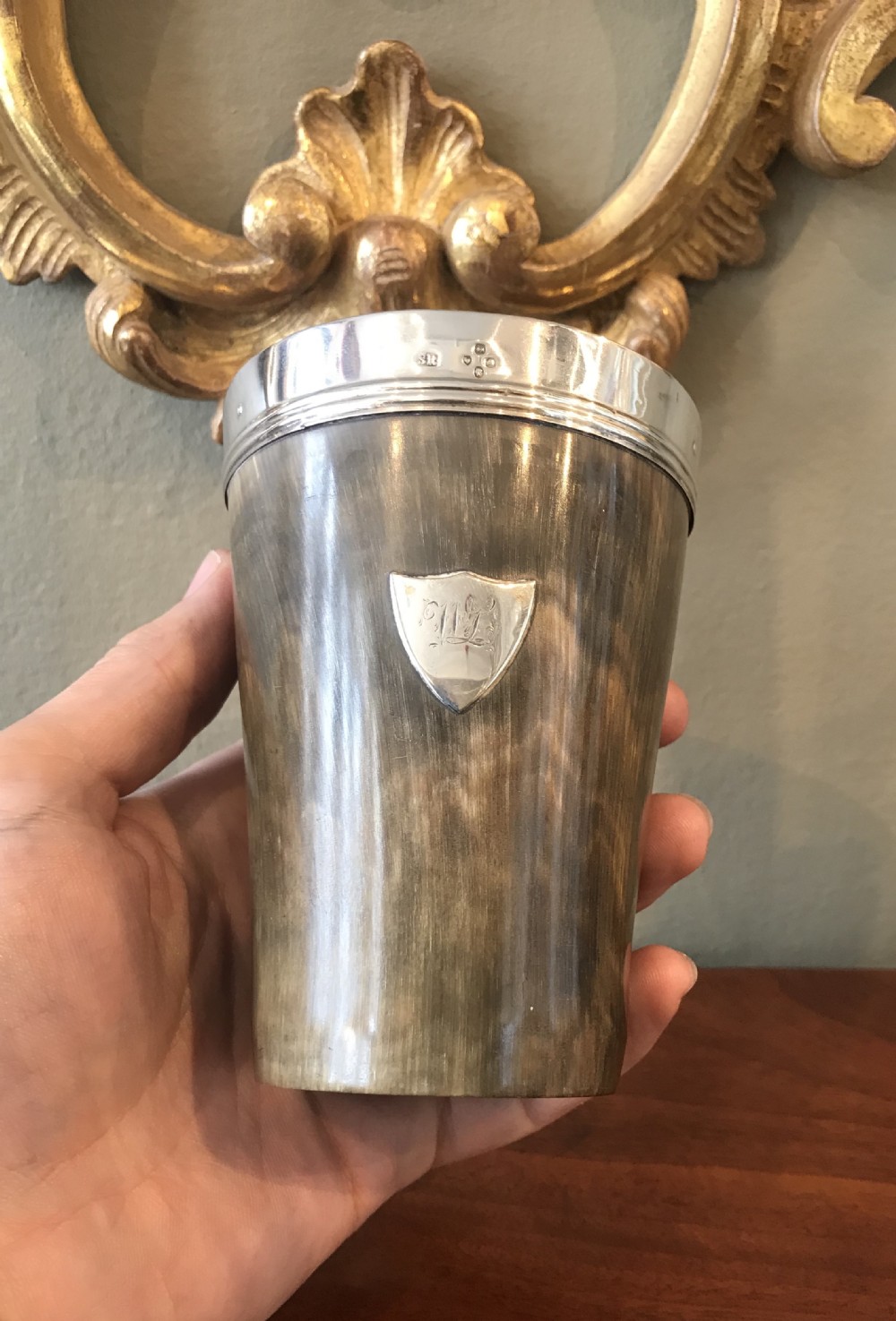 Quality Victorian Silver Mounted Horn Beaker