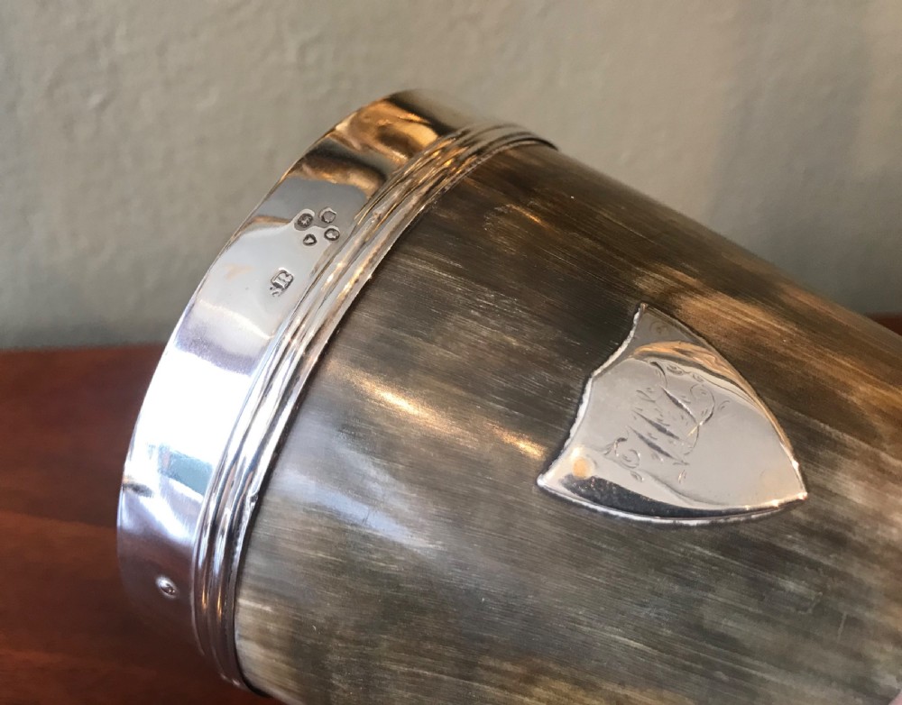 Quality Victorian Silver Mounted Horn Beaker View II