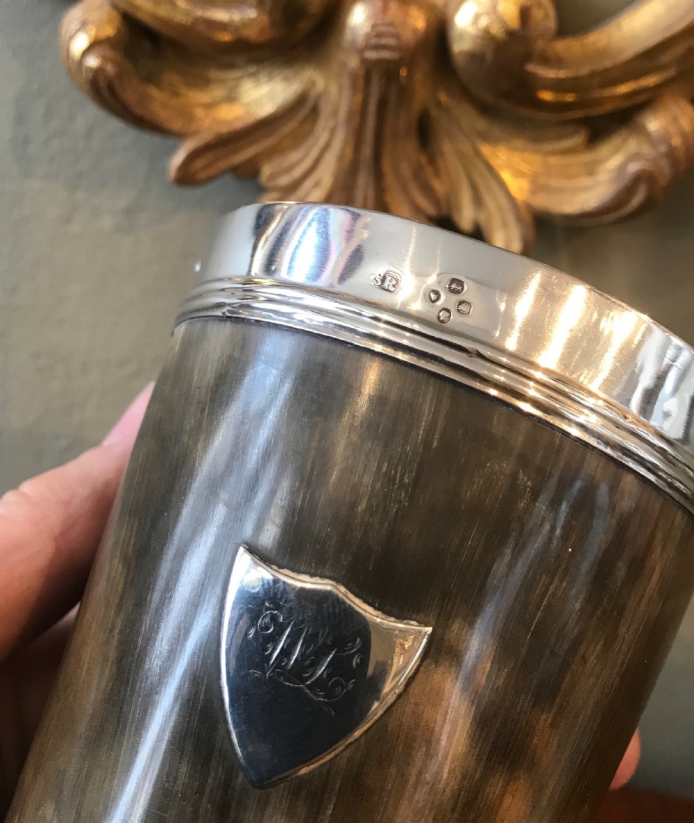 Quality Victorian Silver Mounted Horn Beaker View V