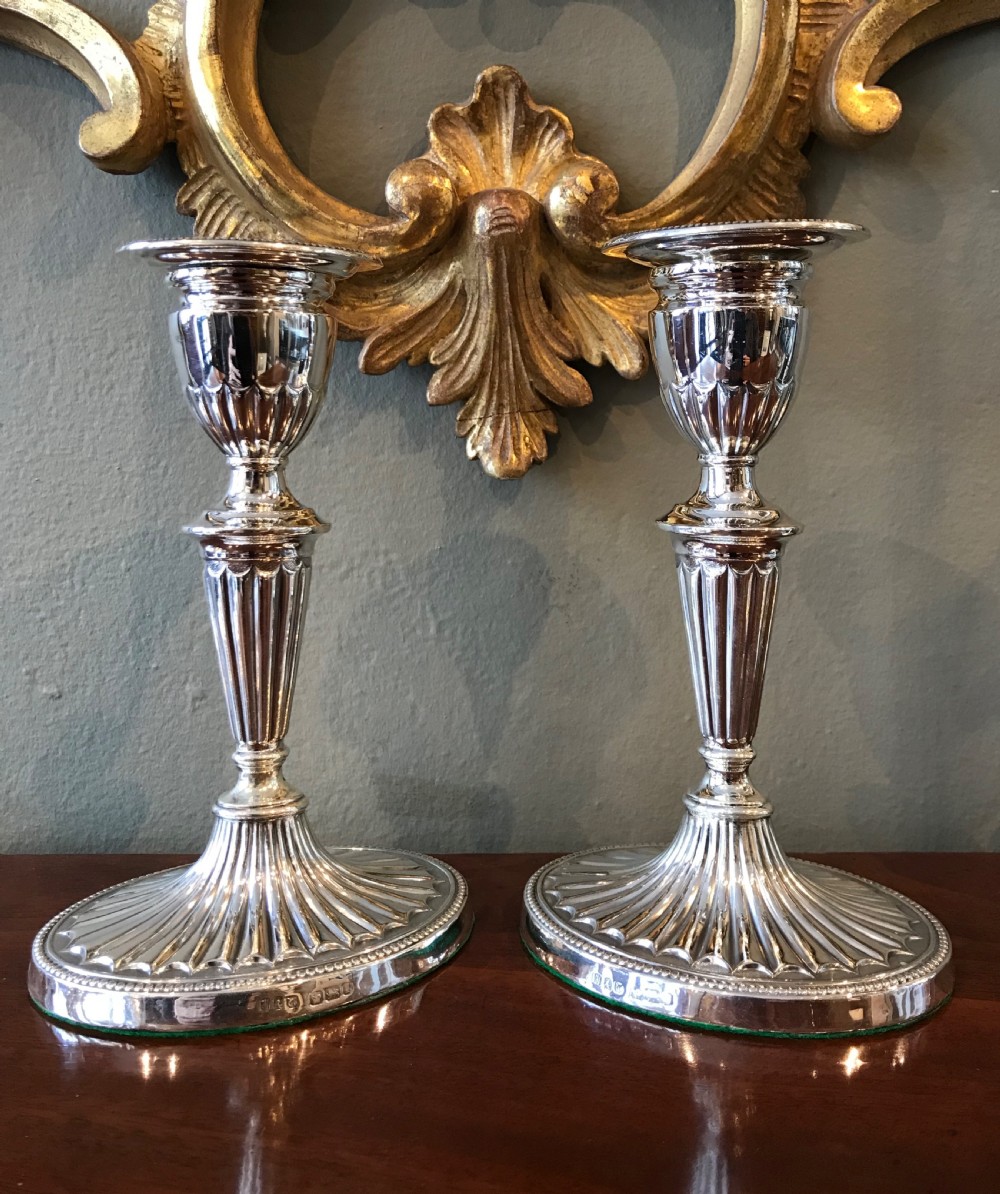 Pair Victorian Solid Silver Candlesticks 
