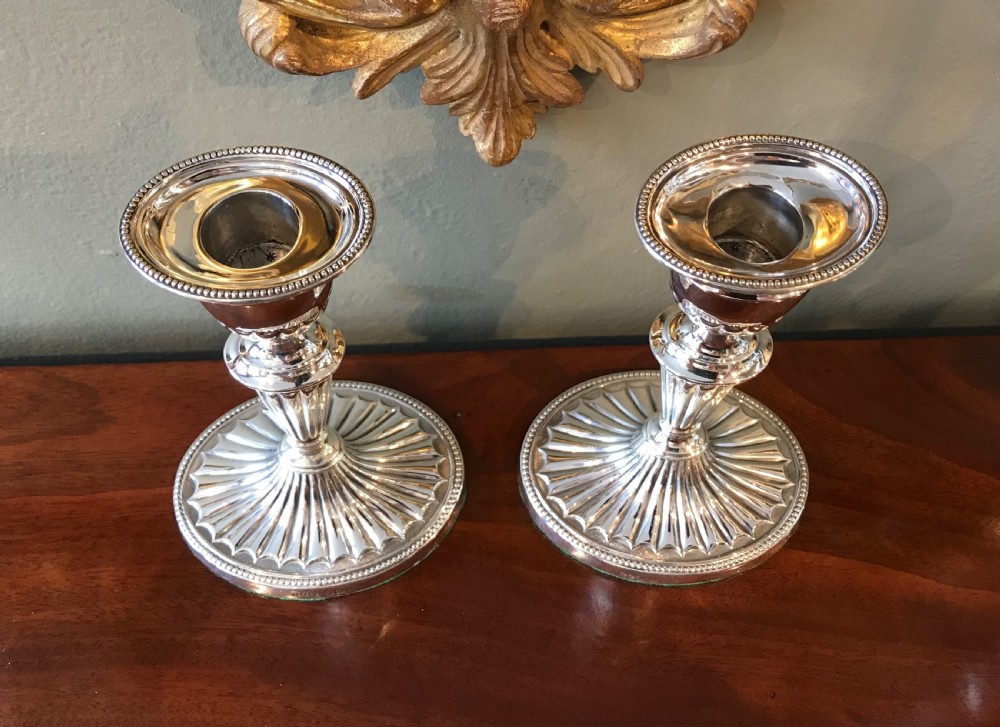 Pair Victorian Solid Silver Candlesticks  View II