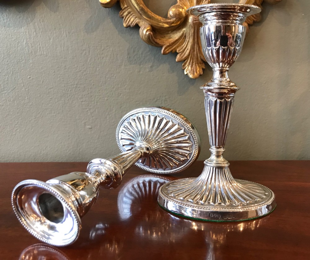 Pair Victorian Solid Silver Candlesticks  View IV