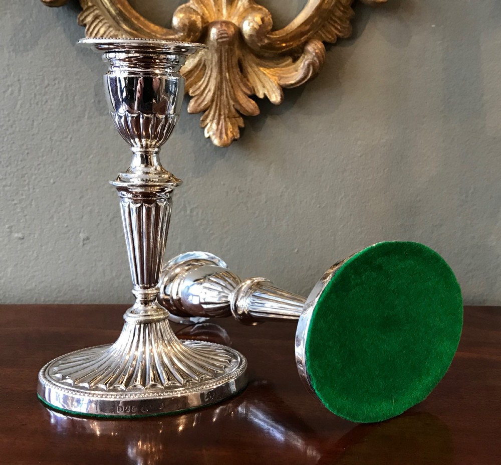 Pair Victorian Solid Silver Candlesticks  View VII