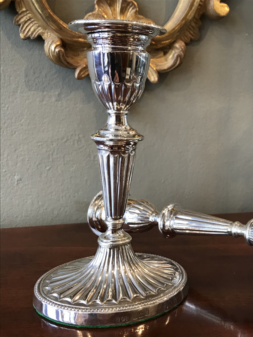 Pair Victorian Solid Silver Candlesticks  View VIII