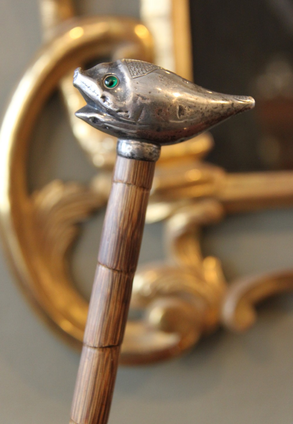 Edwardian Parasol Umbrella by Brigg with Silver Fish Handle, 1908 View IV